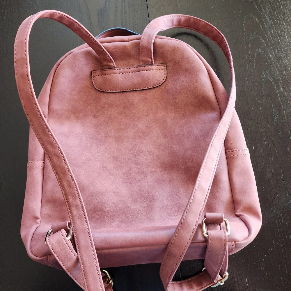 Beautiful Faux Leather Backpack Handbag Purse Purple Chic Boho Perfect Size